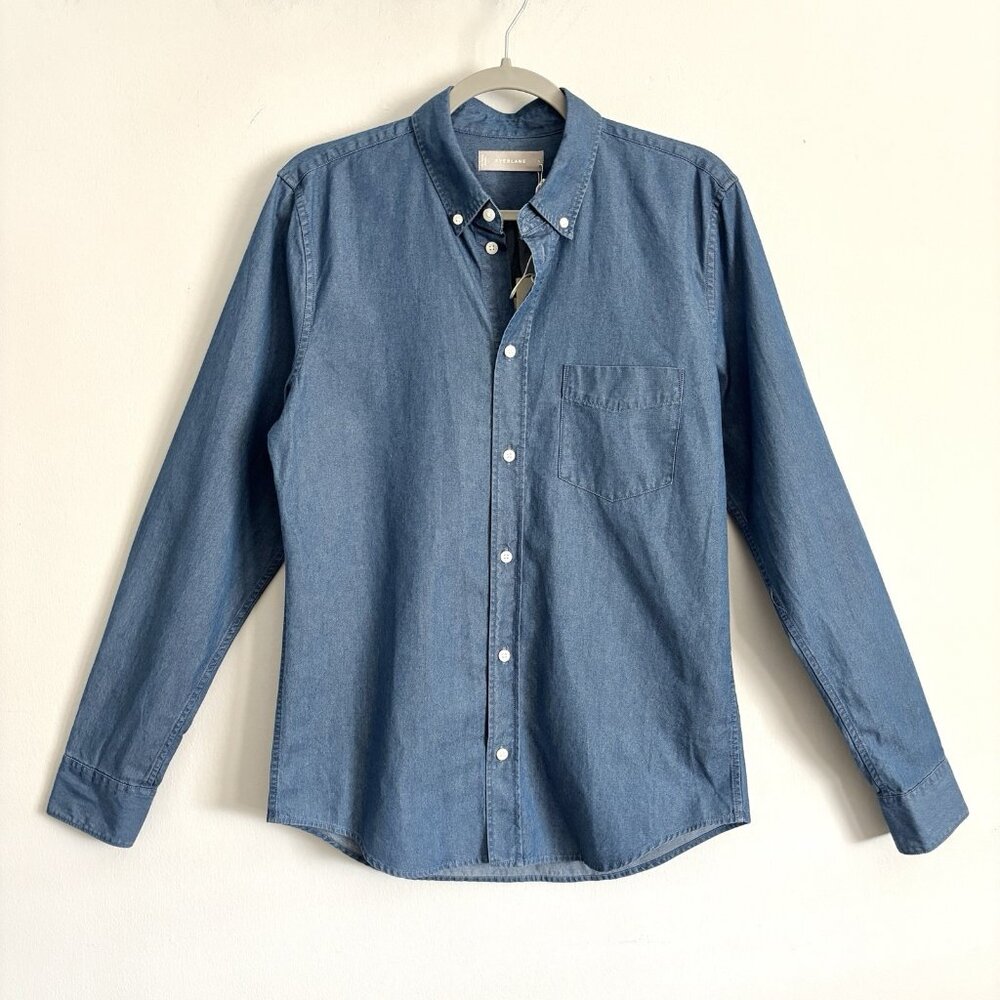 NEW Everlane The Denim Long Sleeve Button Down Shirt Medium Wash Men’s Sz Small